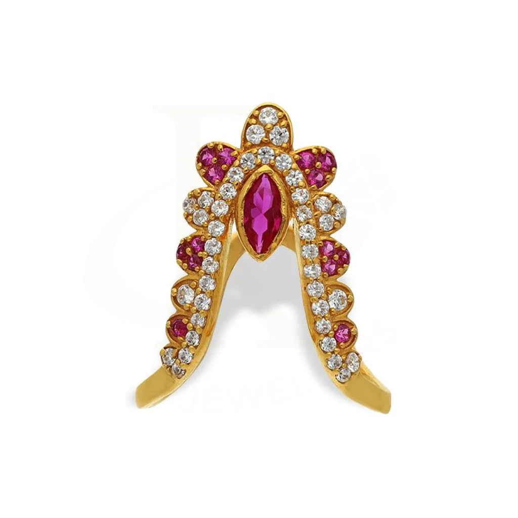 235-GVR315 - 922K Gold Vanki Ring with Red Stone | Vanki ring, Gold ring  designs, Indian gold jewellery design